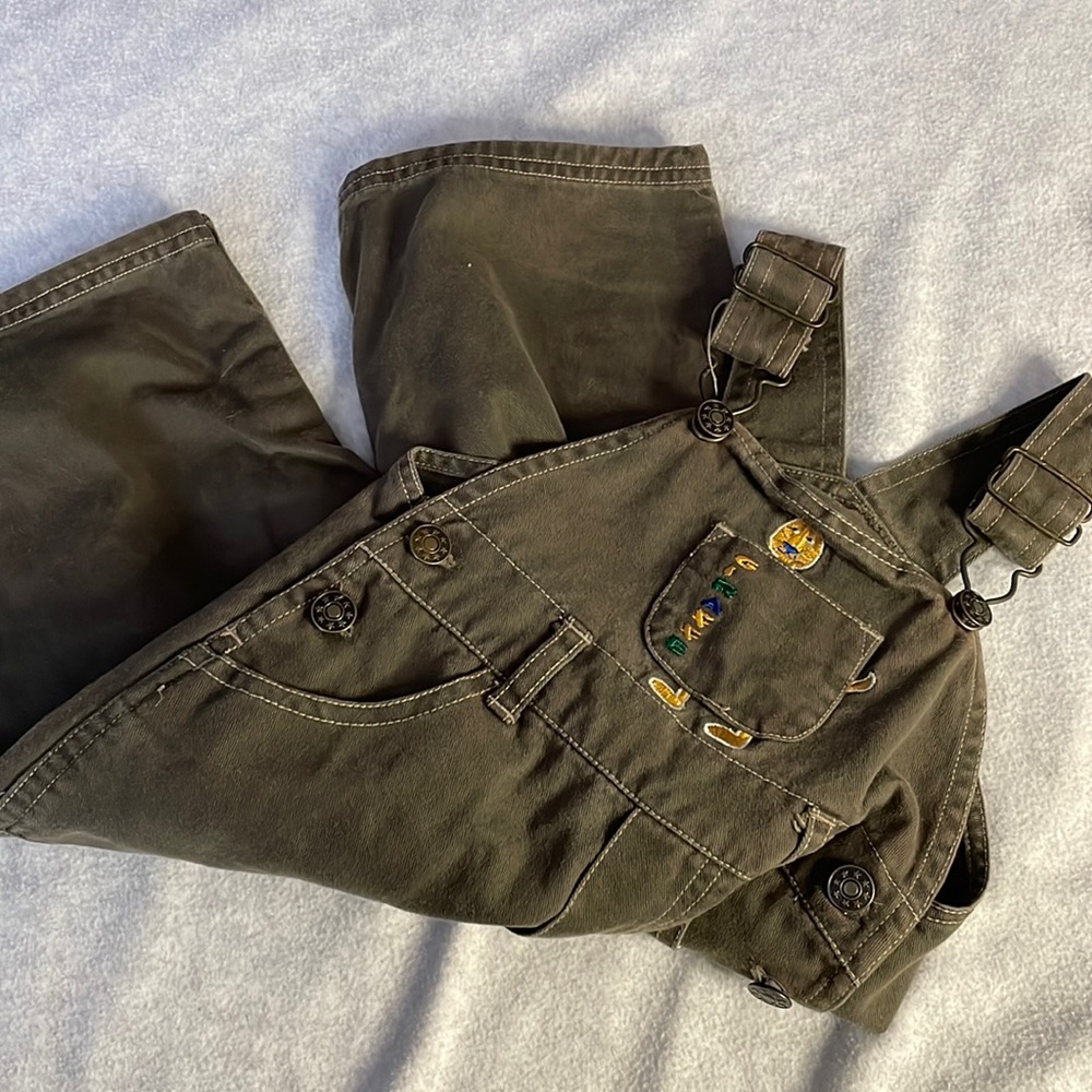 Dark Green Giraffe Overalls 12m